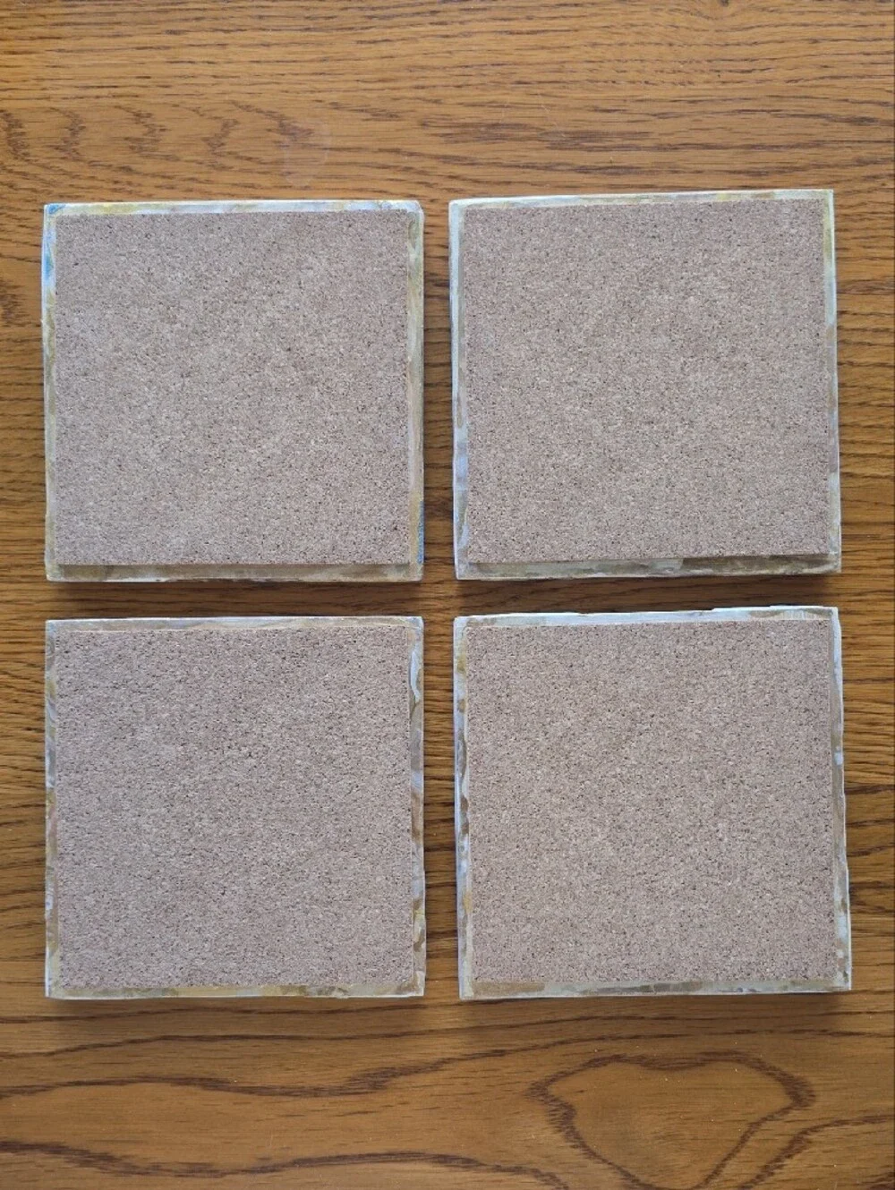 Hand Crafted Marble Coaster Set in White, Gold, and Brown